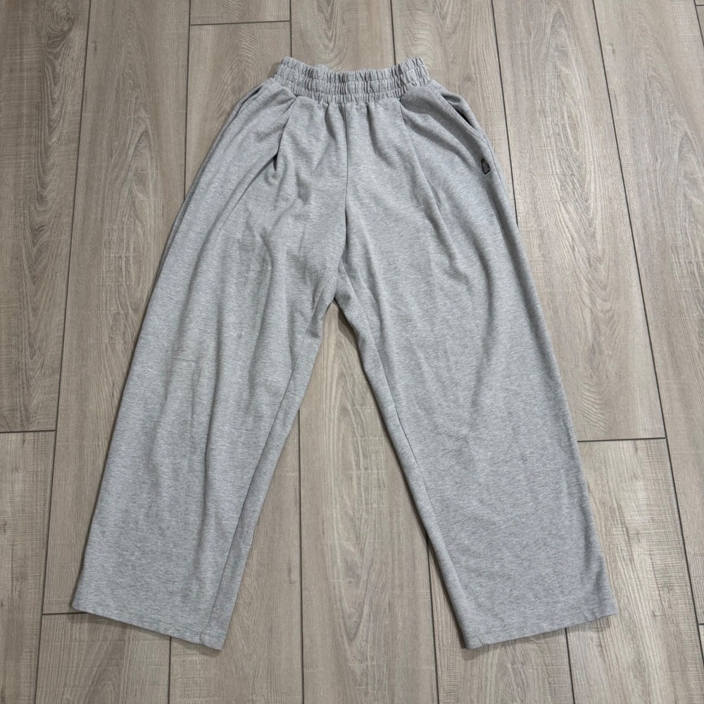 Gakkai Unions Sweatpants Women S Gray Wide Leg Embroidered Penguin Lounge